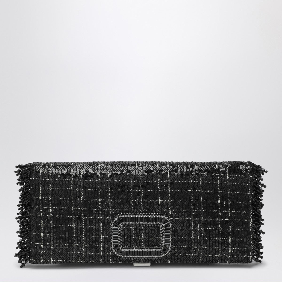 ROGER VIVIER Black Pilgrim clutch bag with micro sequins
